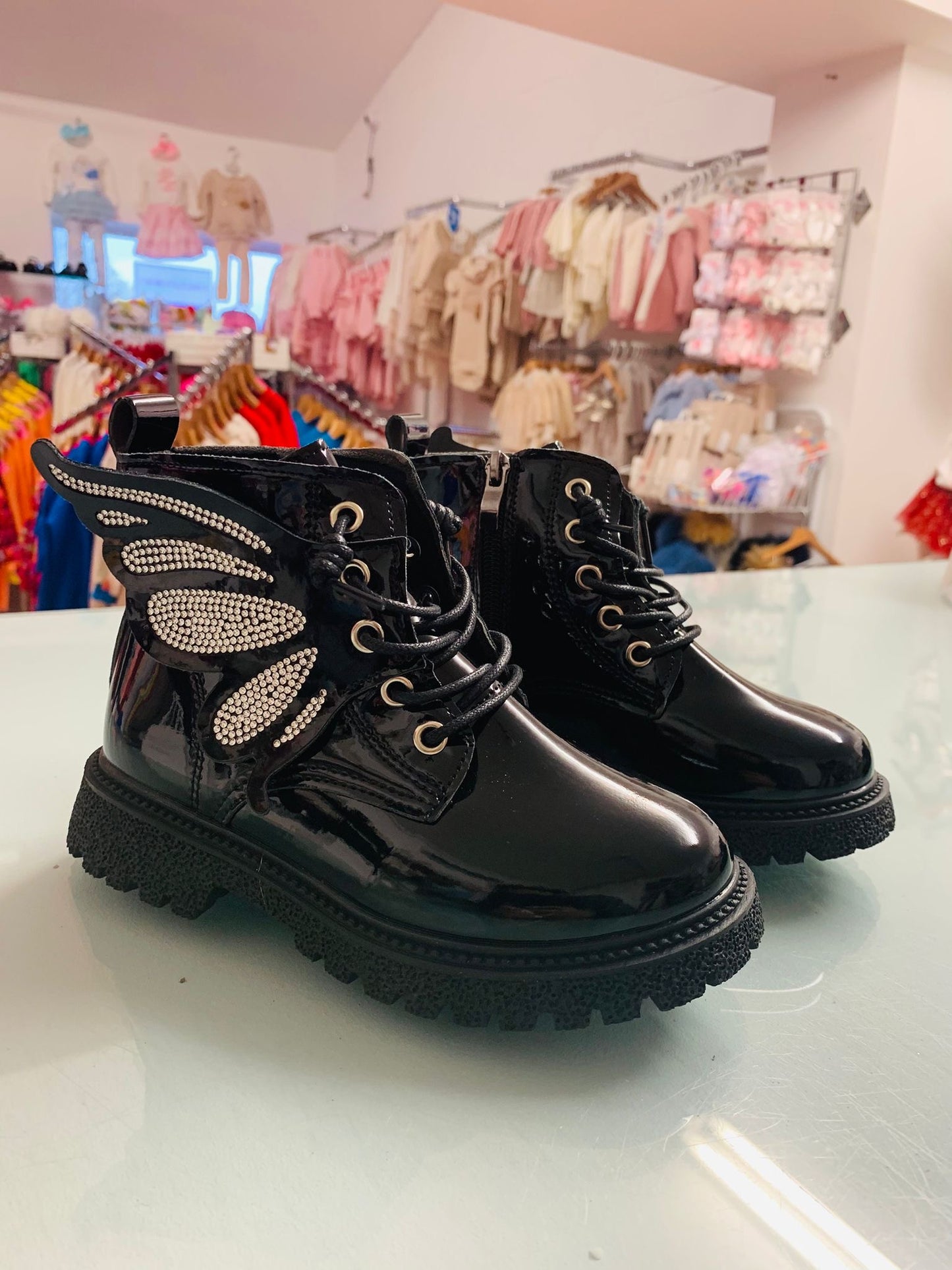 Girls Black Butterfly boots