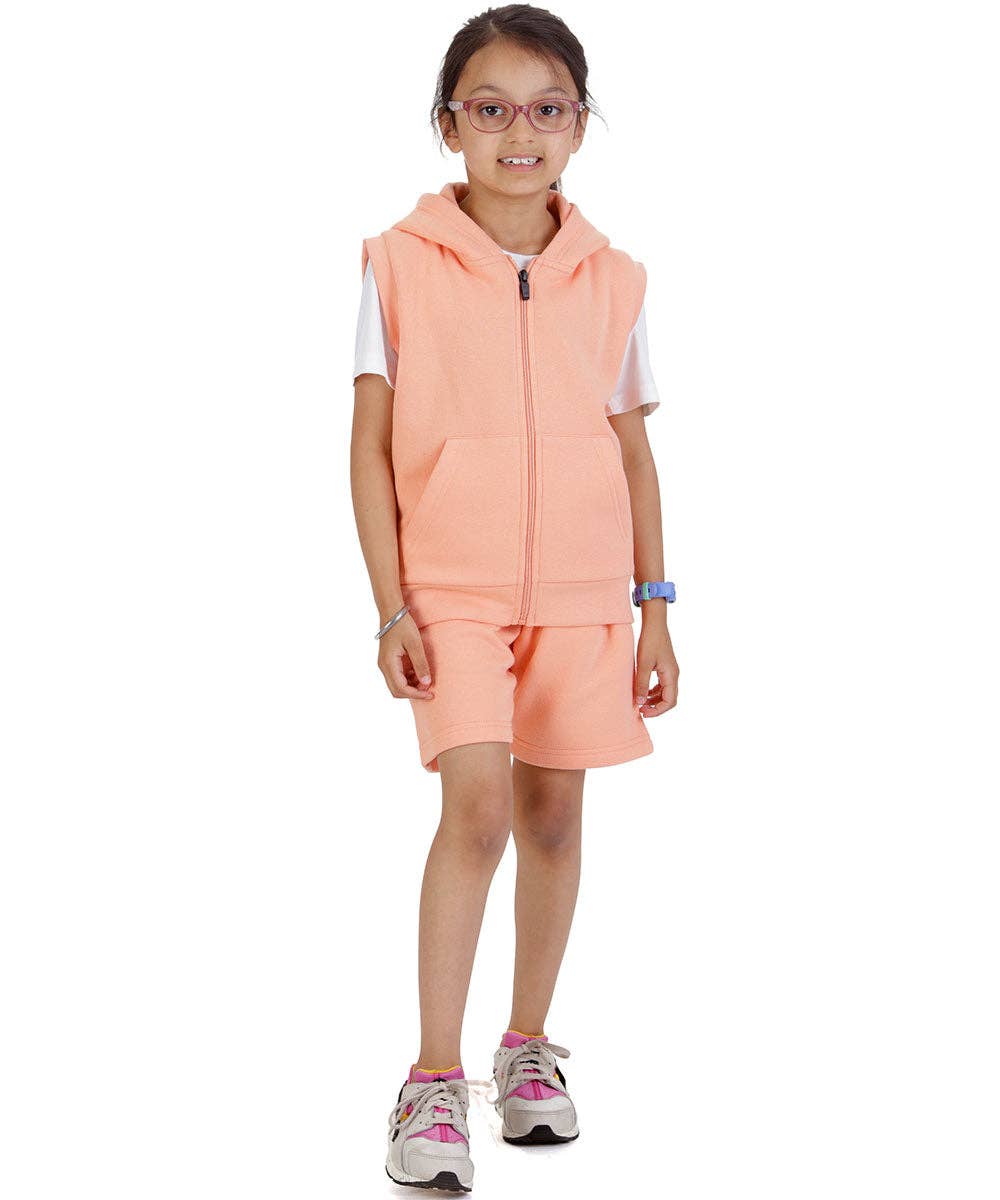 Kids Salmon 2-Piece Gilet and Shorts Set: Salmon