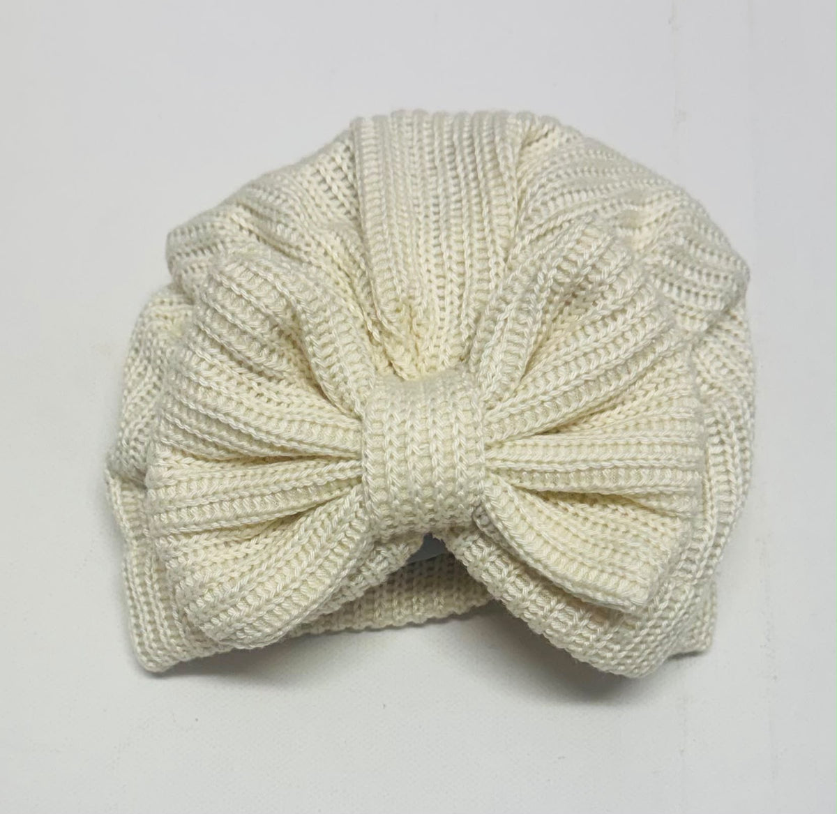 Baby Girls Knitted Bow Turban Hat – Baby & Toddler Ribbed Winter Hat - choice of colours