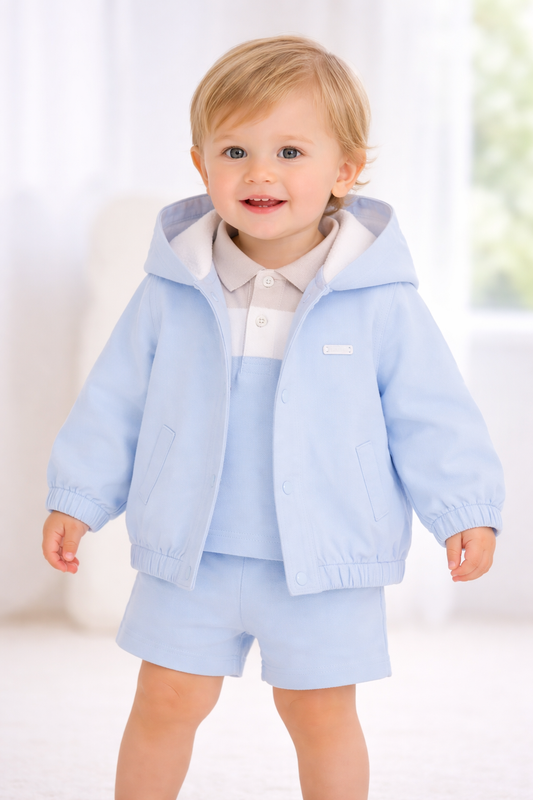 Amore Baby Boys Blue Hooded Jacket