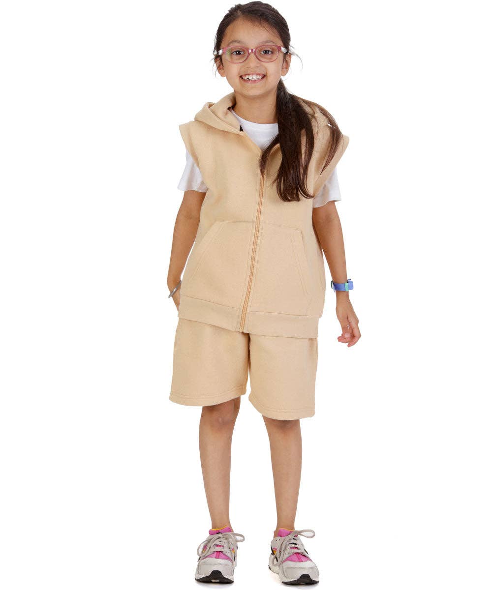 Kids Nude 2-Piece Gilet and Shorts Set: Nude