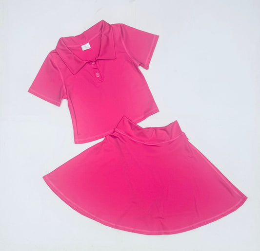 Core Gymwear Fushia Pink Skort & Polo Set