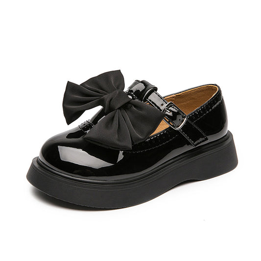 School Shoes Girls Single Shoes Black Leather soft sole