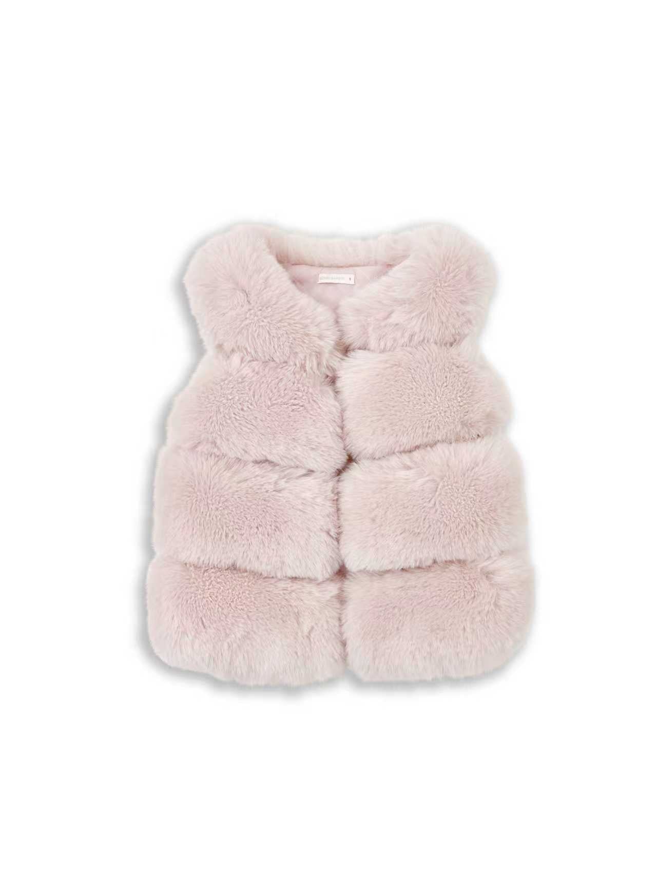 Giorgio Bambino Baby Pink Faux Fur Gillet