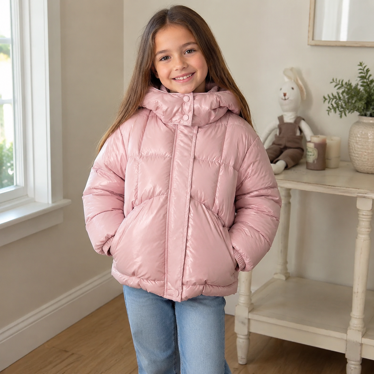 Girls Luxe Puffer Coat – Pink - Online Product