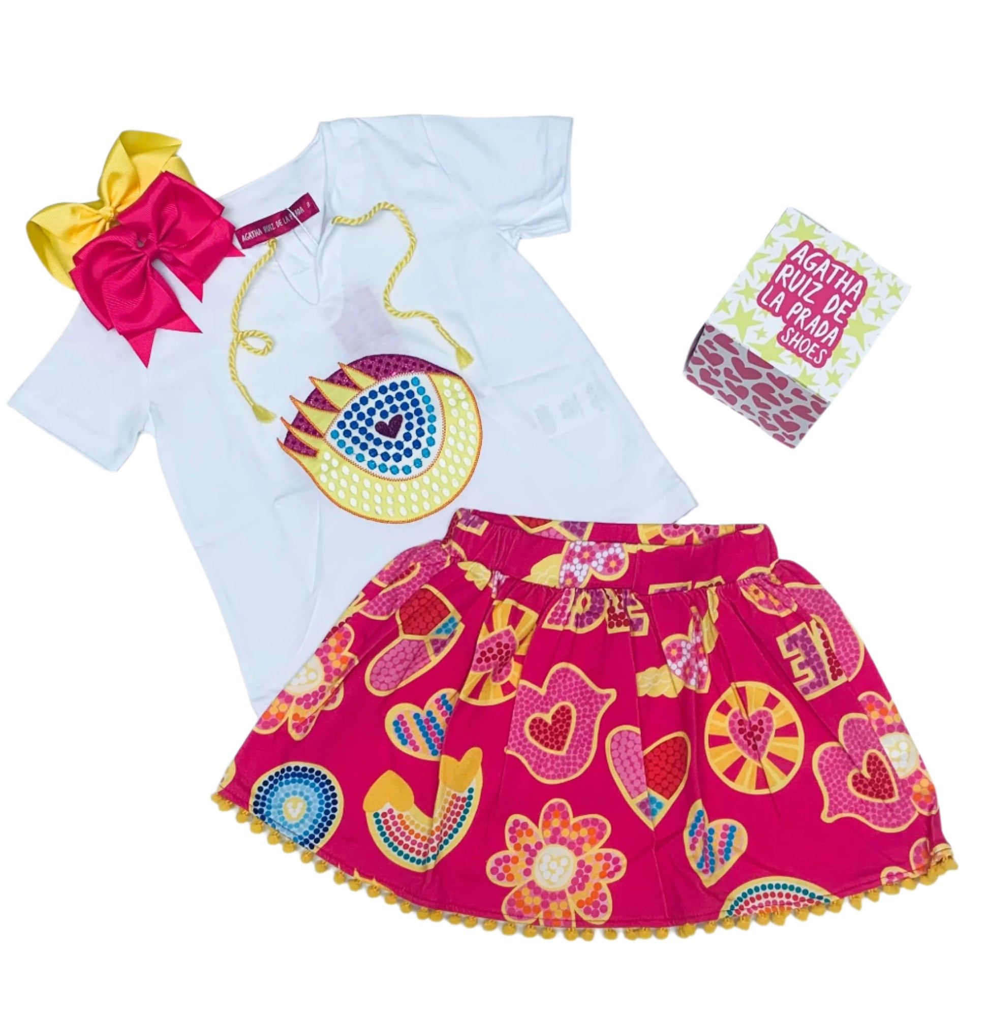 Agatha Ruiz de la Prada Guadalajara White Tunic and Multi Skirt Set