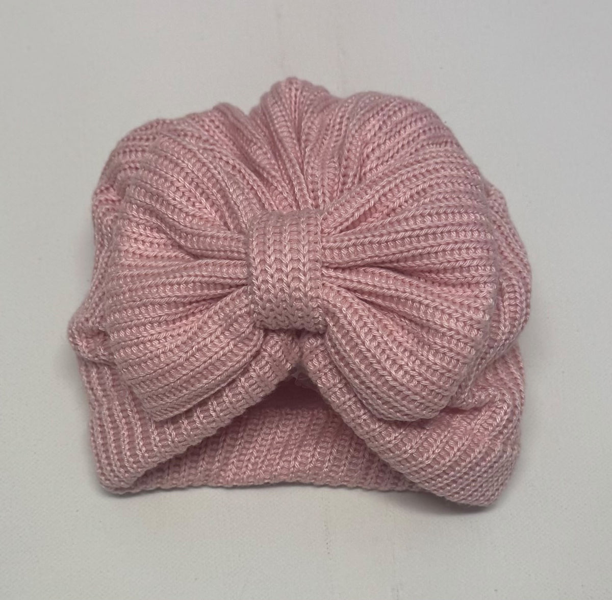 Baby Girls Knitted Bow Turban Hat – Baby & Toddler Ribbed Winter Hat - choice of colours