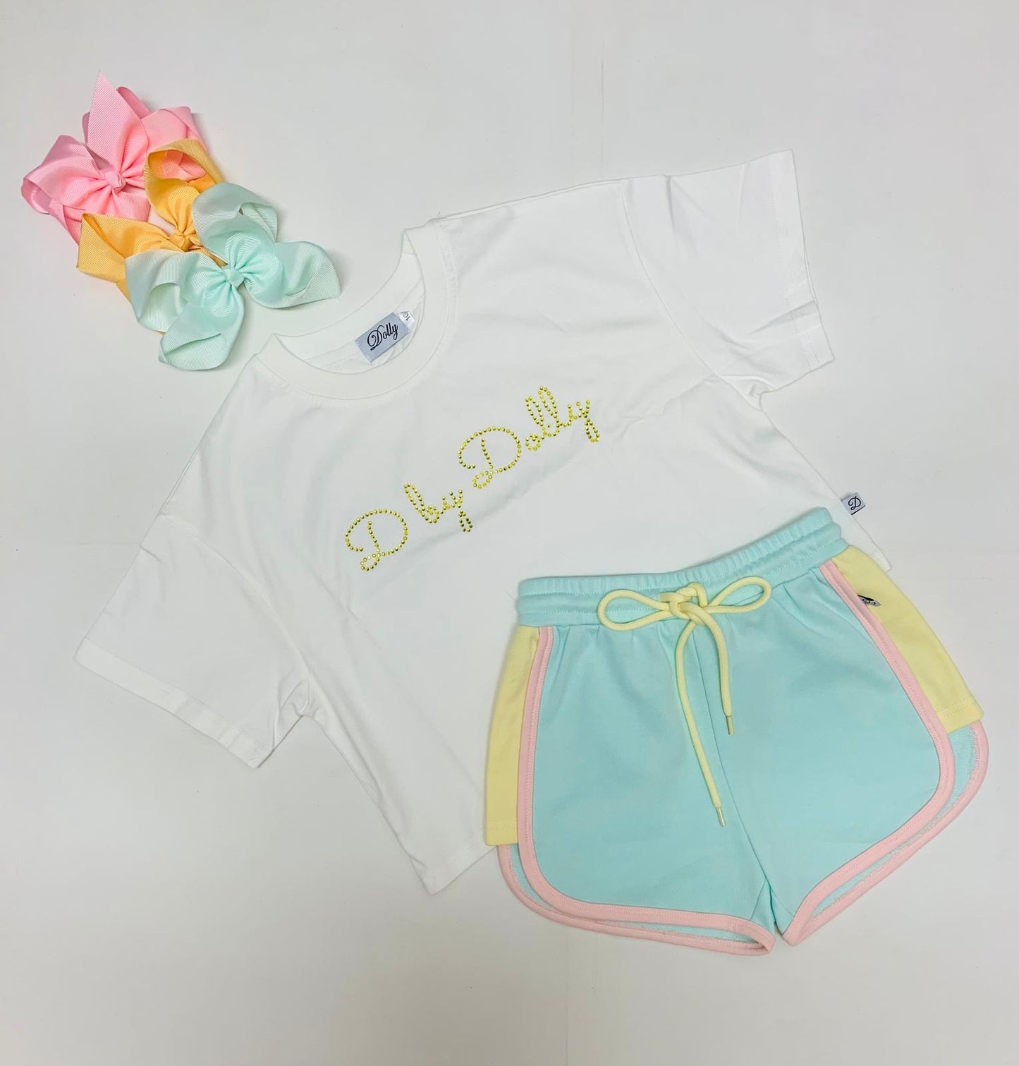 D by Dolly Yellow T Shirt Silver Stone Motif *Preorder