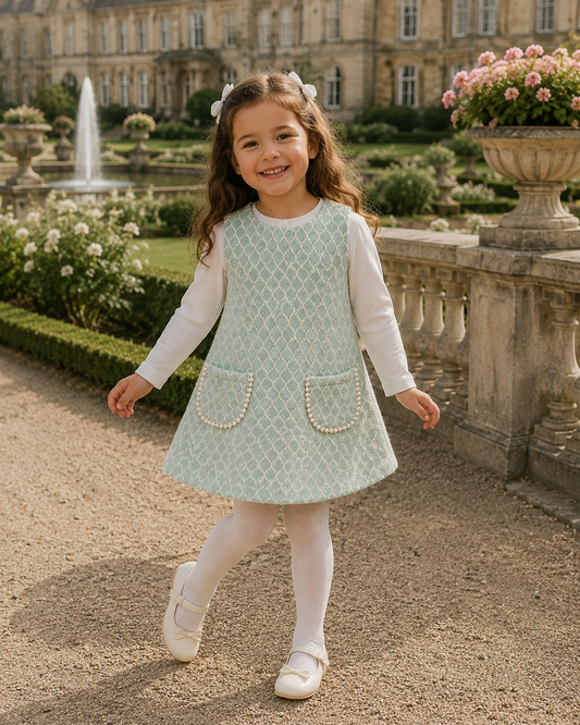 Girls Knitted 2PC Dress Mint Green