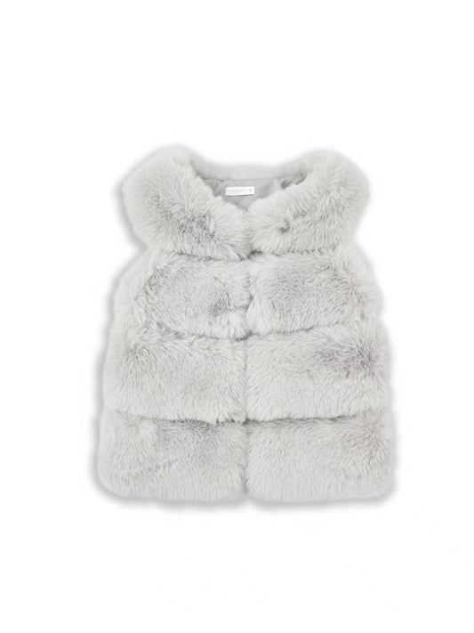 Giorgio Bambino grey faux fur gillet vest with fluffy padded front
