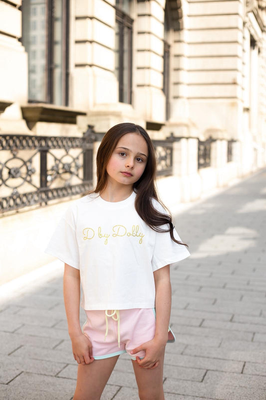 D by Dolly Yellow T Shirt Silver Stone Motif *Preorder
