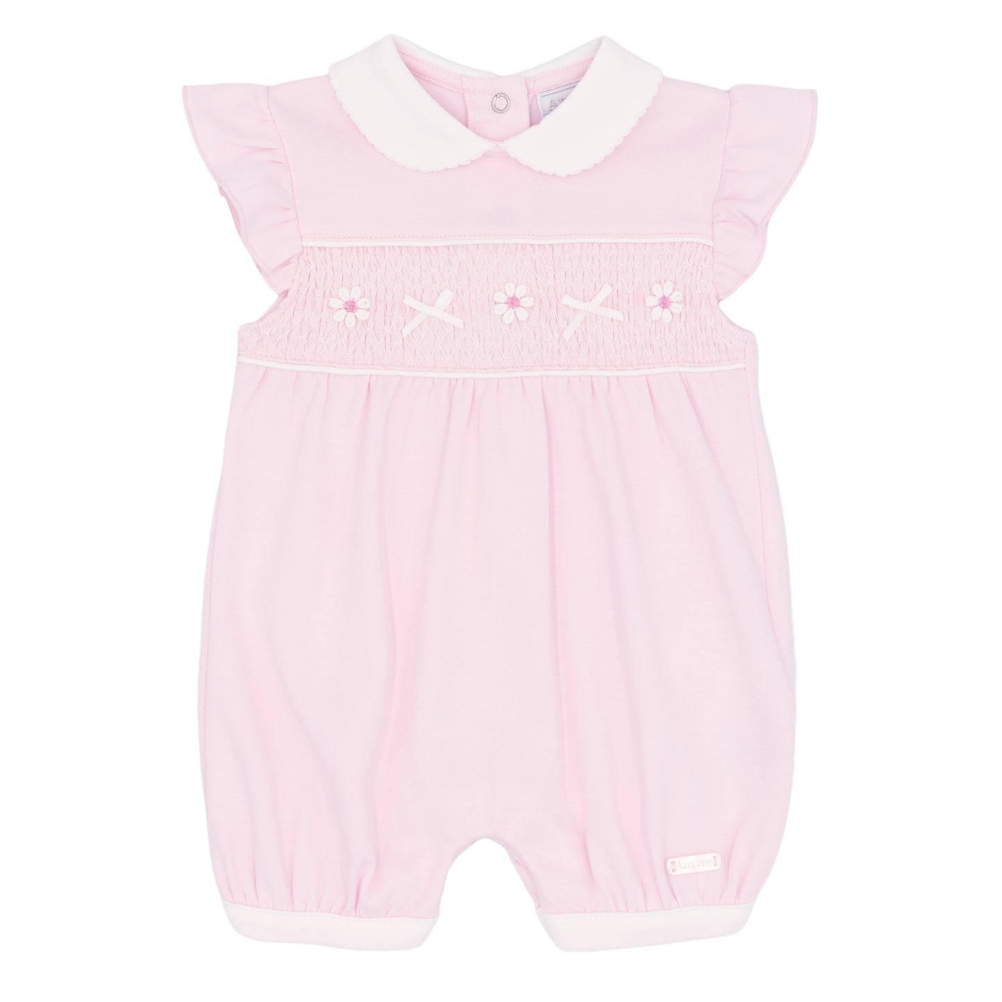 Girls Pink Gingham smocked romper