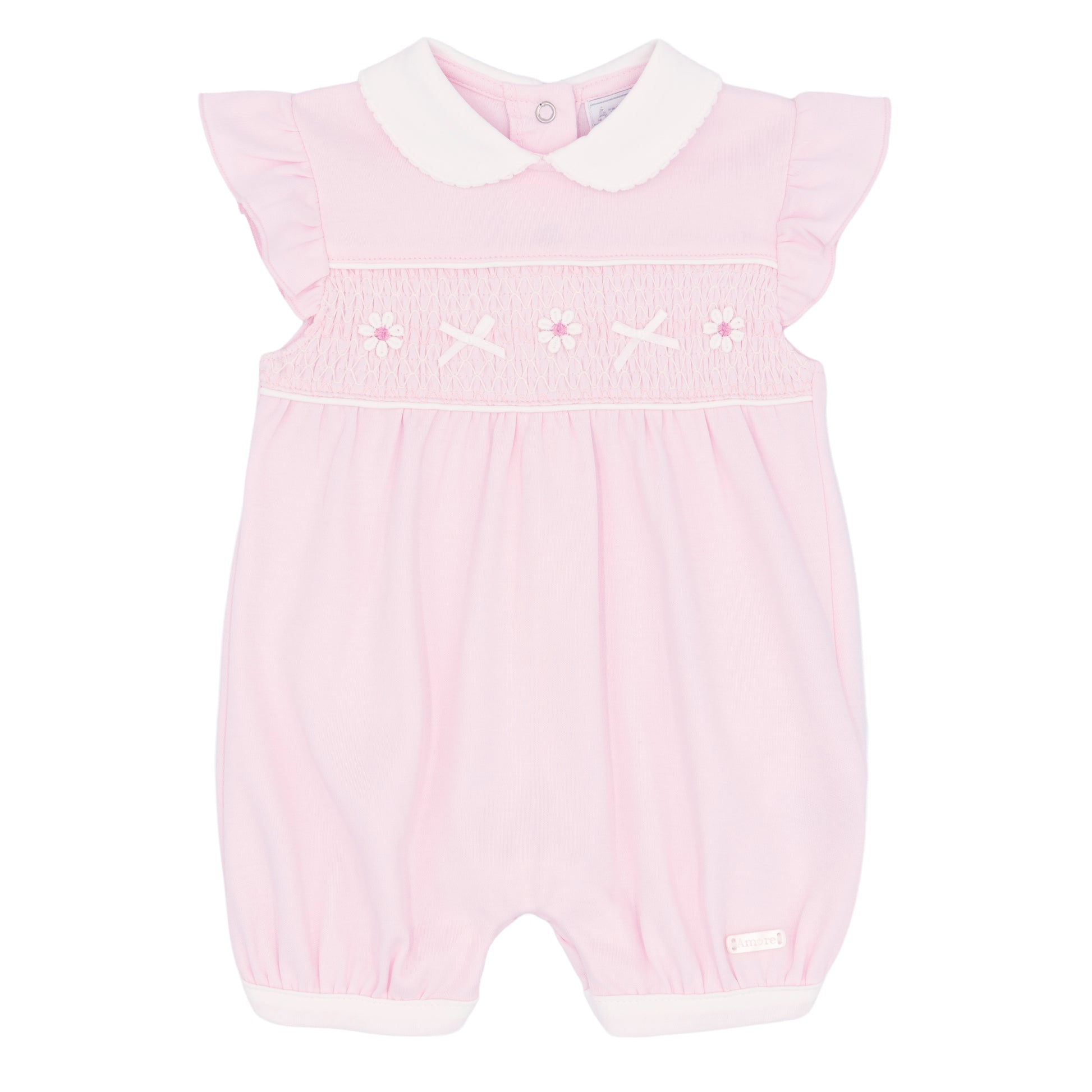 Girls Pink Gingham smocked romper