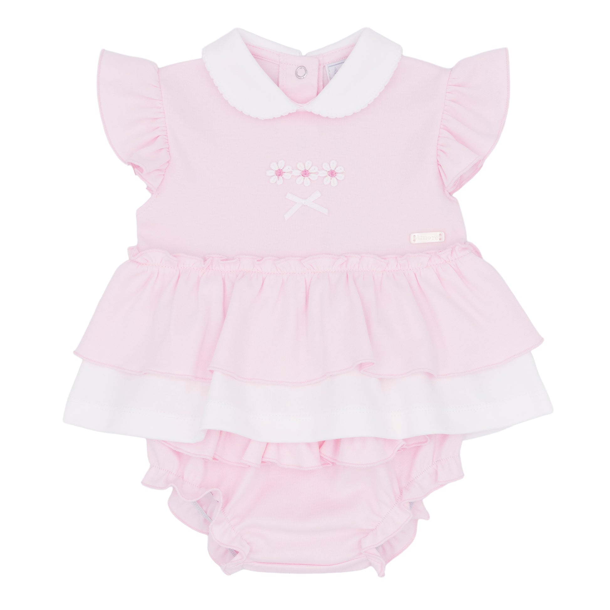 Amore Girls Pink Little Flower Jam Pant Set