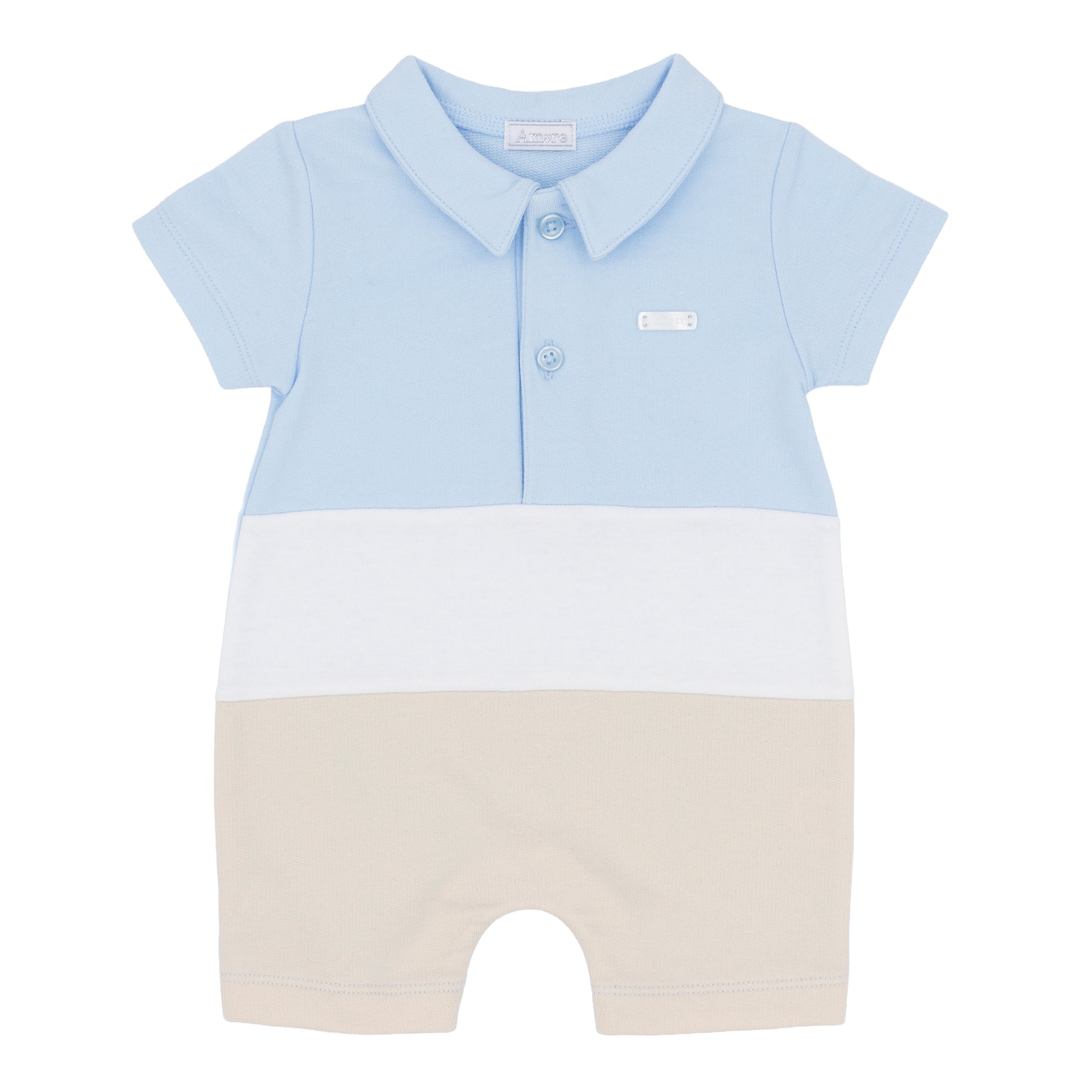Boys Blue and Beige Romper from Amore
