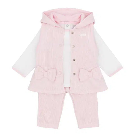 Amore Girls Pink Knitted Rib 3PC Set