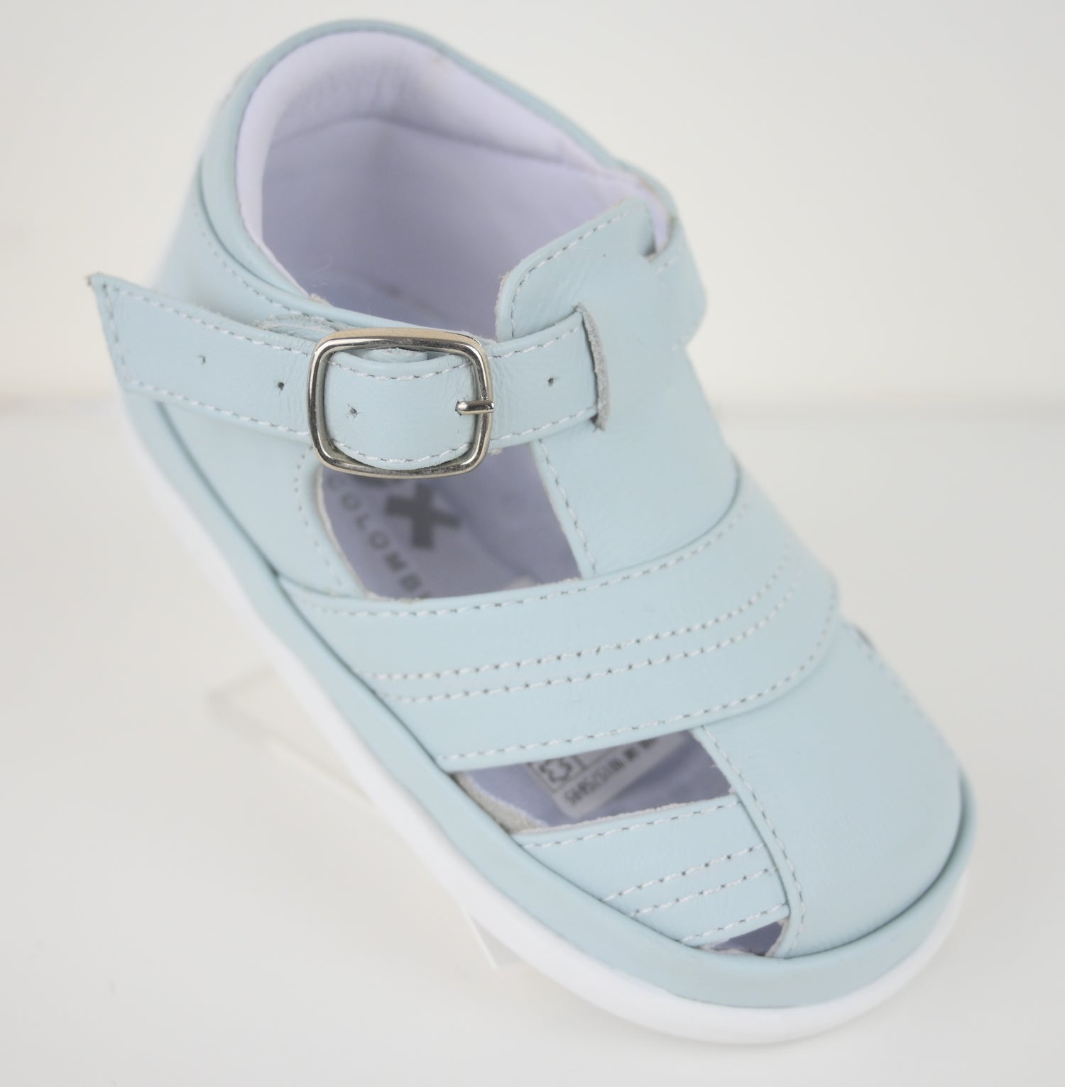 Boys Lyle light blue sandal with front buckle strap and open toe