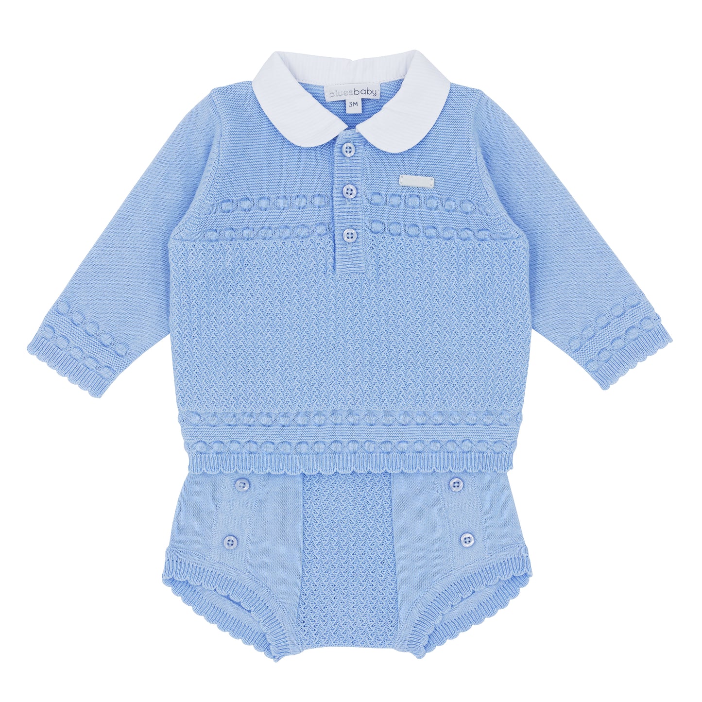 Blues Baby Boys Blue Valongo Collection Knitted Jam Pants Set