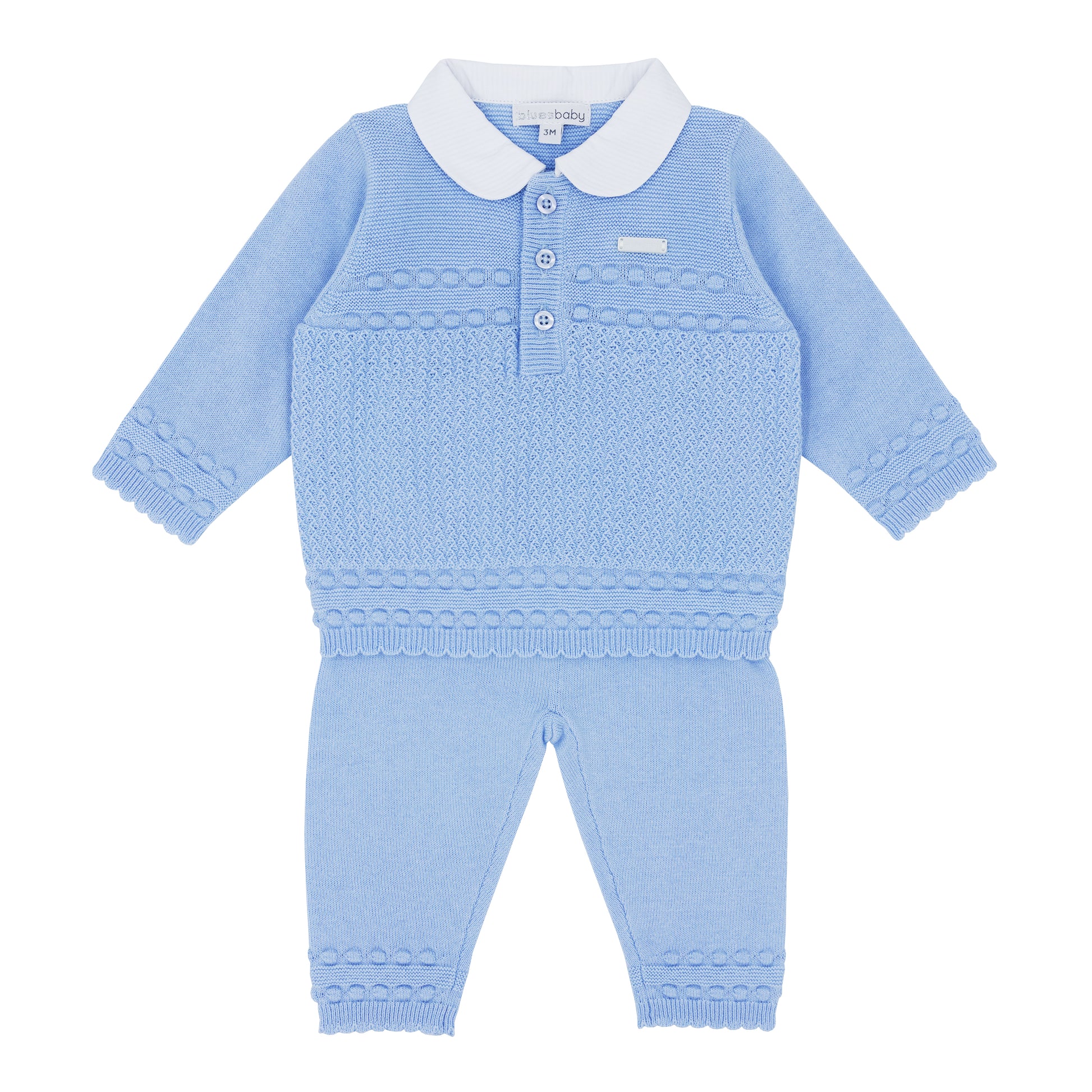 Blues Baby Boys Blue Valongo Collection Knitted Two Piece Set