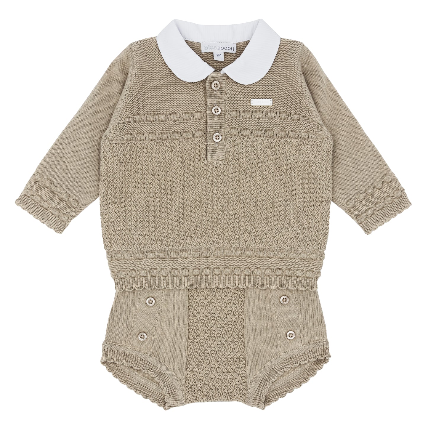 Blues Baby Boys Beige Valongo Collection Knitted Jam Pants Set