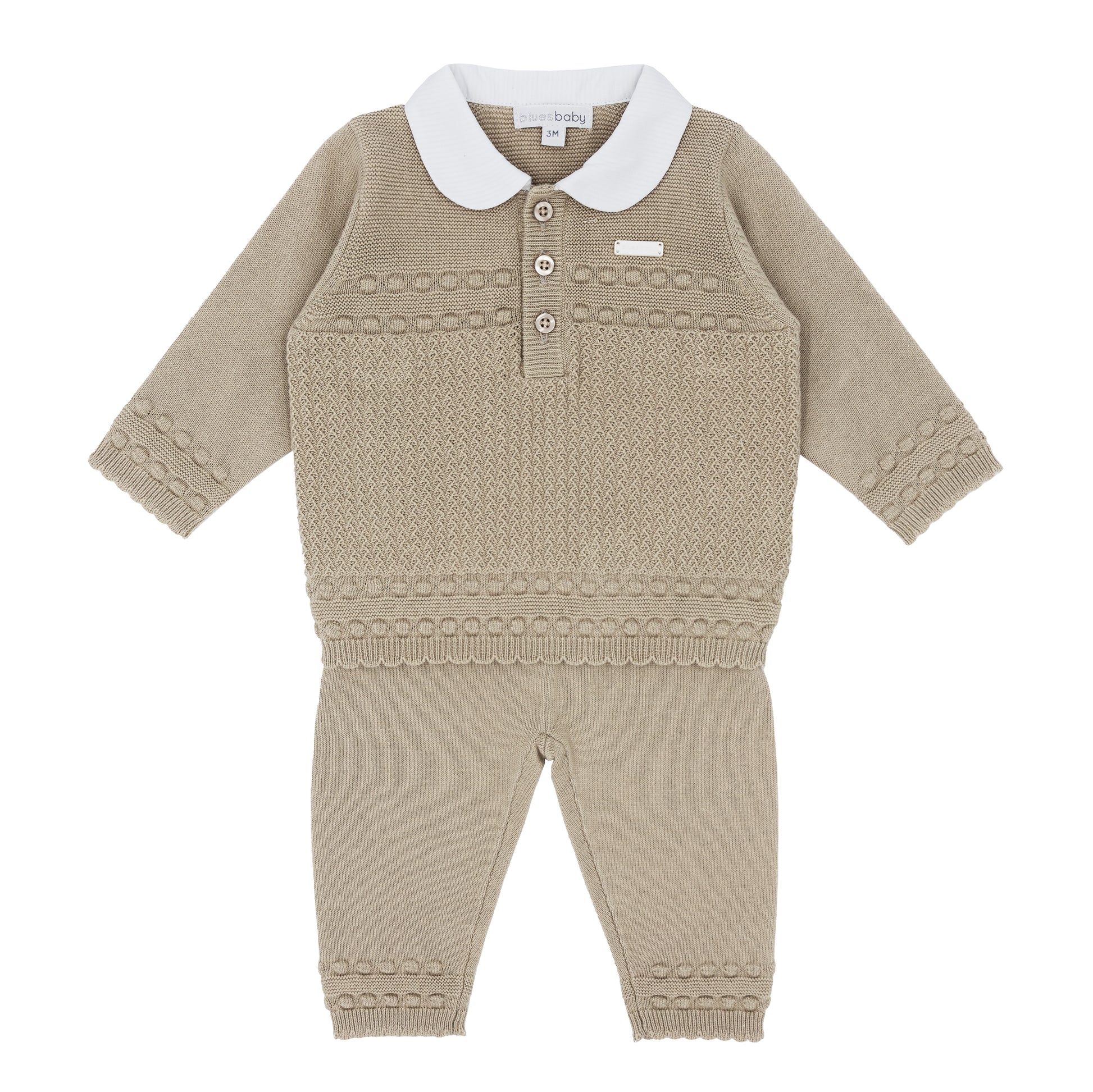 Blues Baby Boys Beige Valongo Collection Knitted Two Piece Set