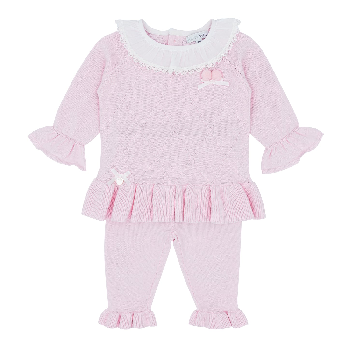 Blues Baby Girls Pink Estoni Collection Knitted Two Piece Set