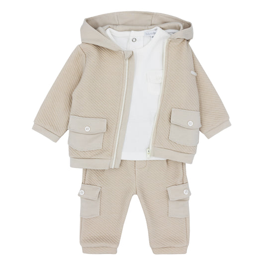 Blues Baby Boys Beige Almada Collection Three Piece Jogging Set