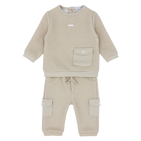 Blues Baby Boys Beige Almada Collection Two Piece Jogging Set 