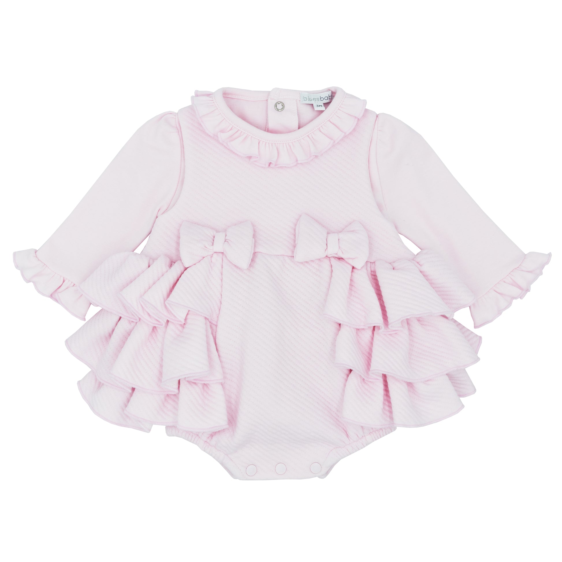 Blues Baby Girls Pink Amarante Collection Frilly Romper Set