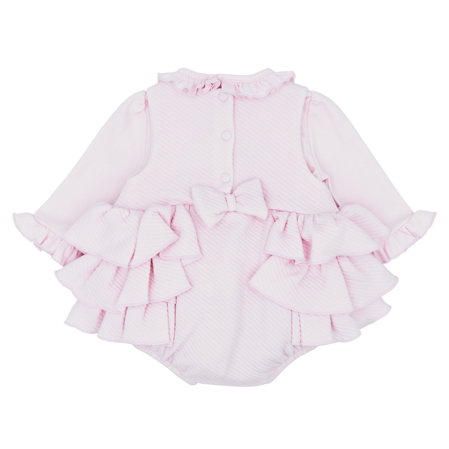 Blues Baby Girls Pink Amarante Collection Frilly Romper Set