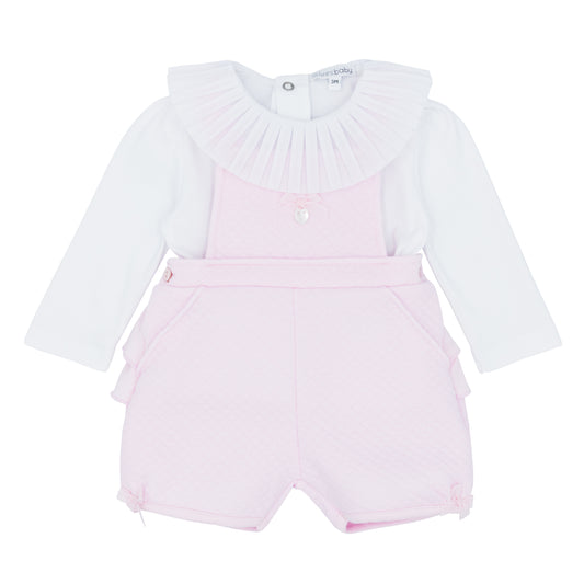 Blues Baby Girls Pink Amadora Collection Two Dungaree Set