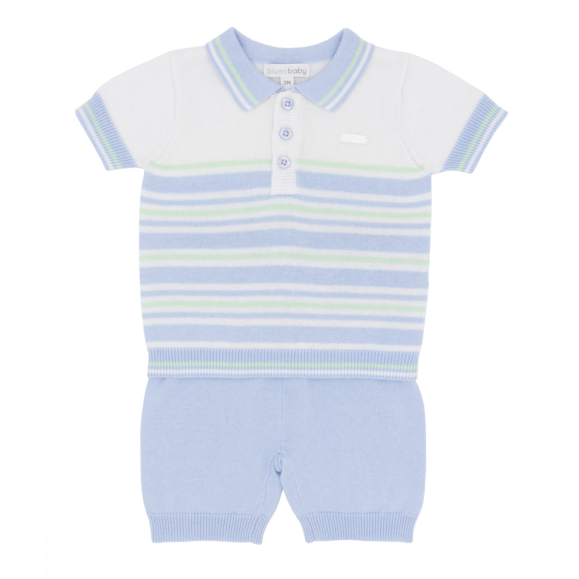 Blues Baby Boys Reus Blue Knitted Shorts Set