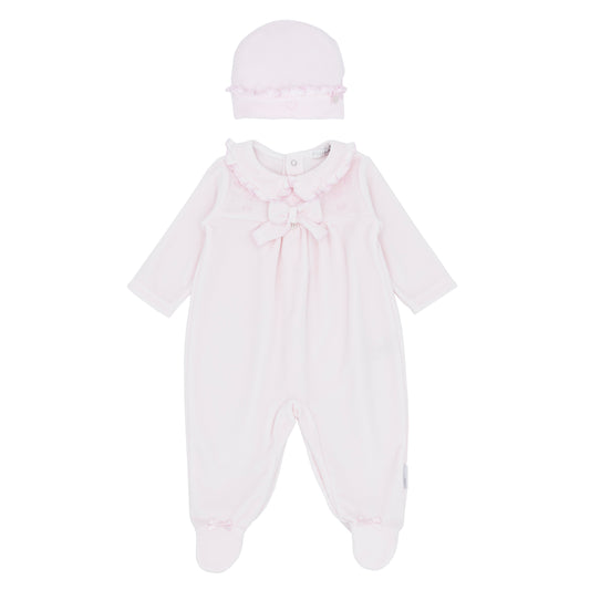 Blues Baby Girls Almelo Pink Velour with Hat