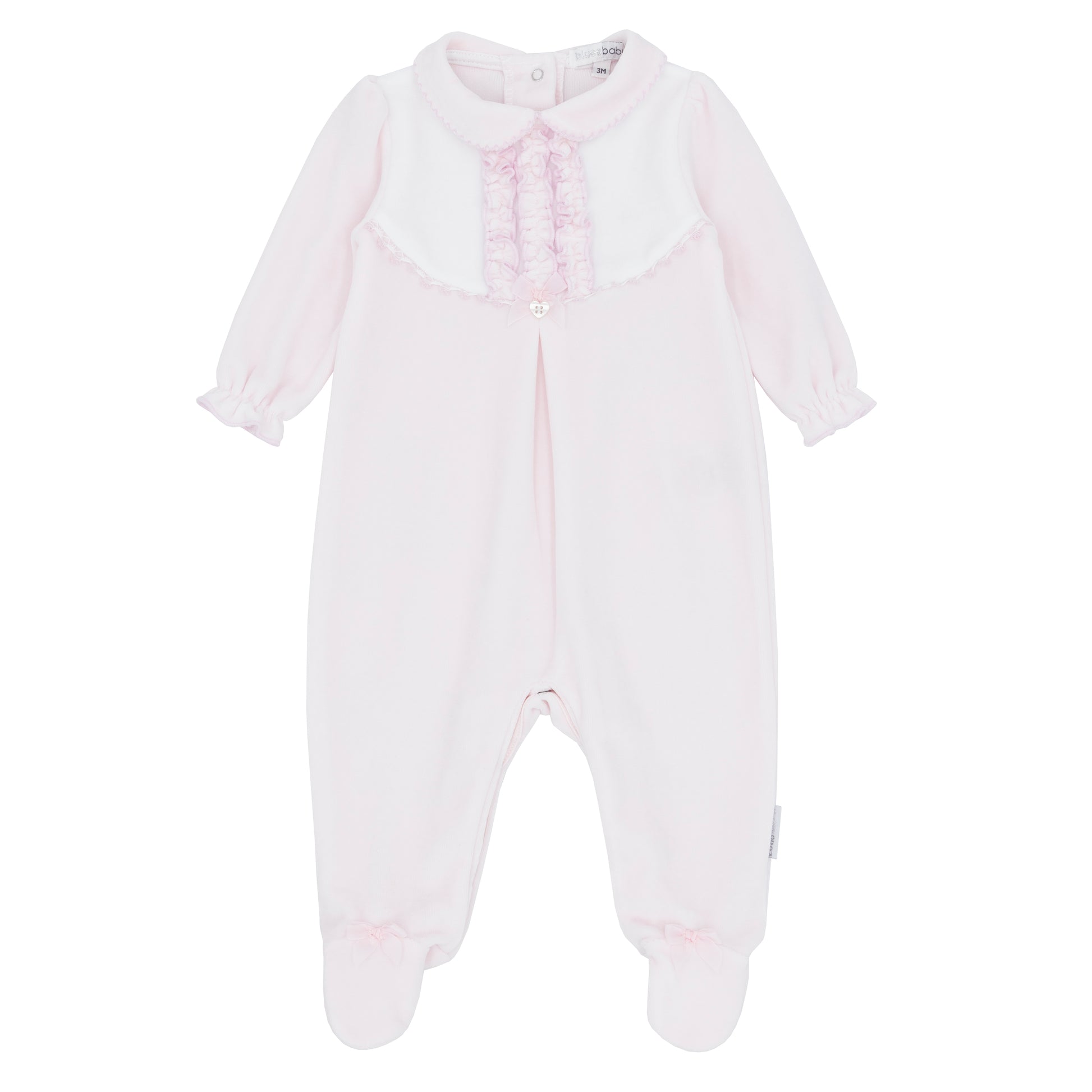 Blues Baby Girls Almelo Pink Velour with Detachable Bib