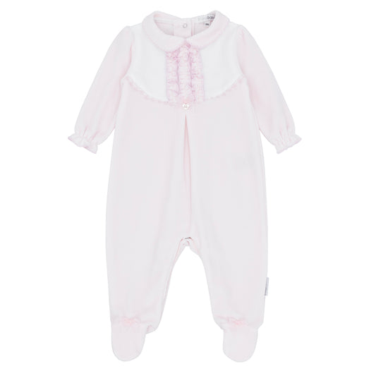 Blues Baby Girls Almelo Pink Velour with Detachable Bib