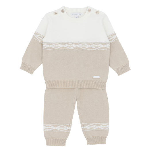 Blues Baby Boys Bruges Beige Knitted Two Piece Set