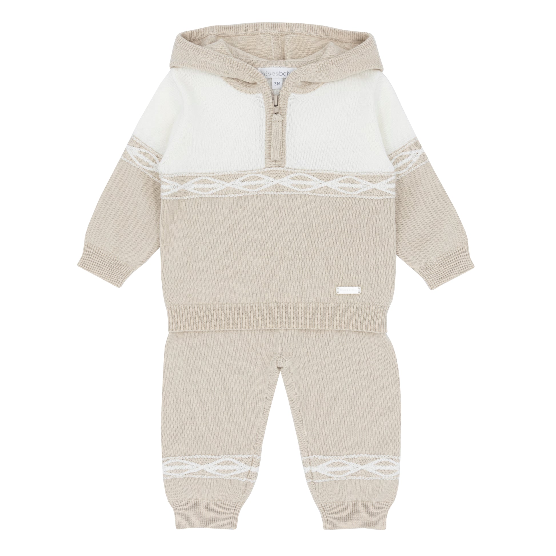 Blues Baby Boys Bruges Beige Knitted Two Piece Hoodie Set