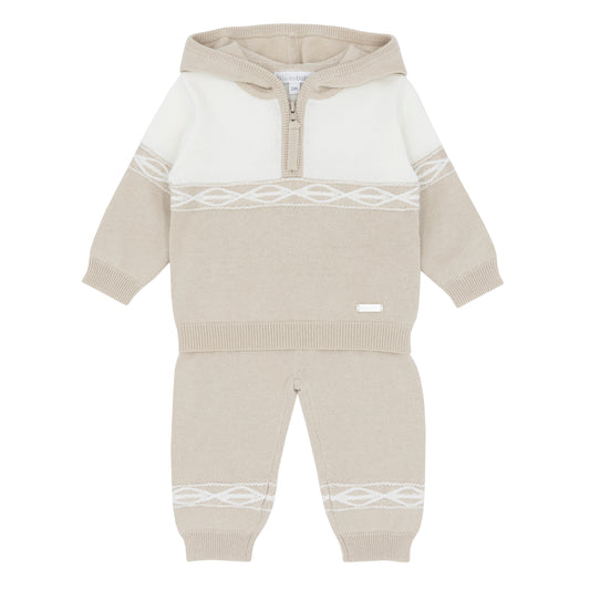Blues Baby Boys Bruges Beige Knitted Two Piece Hoodie Set