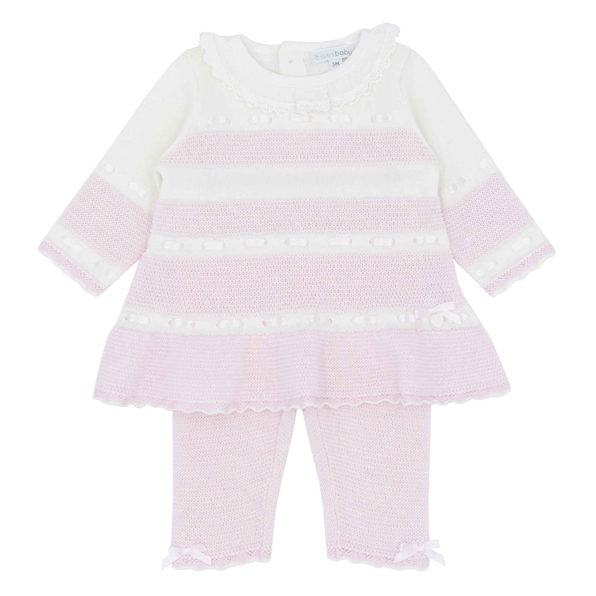 Blues Baby Girls Gistel Pink/Ivory Knitted Tunic Set