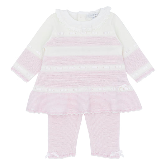 Blues Baby Girls Gistel Pink/Ivory Knitted Tunic Set