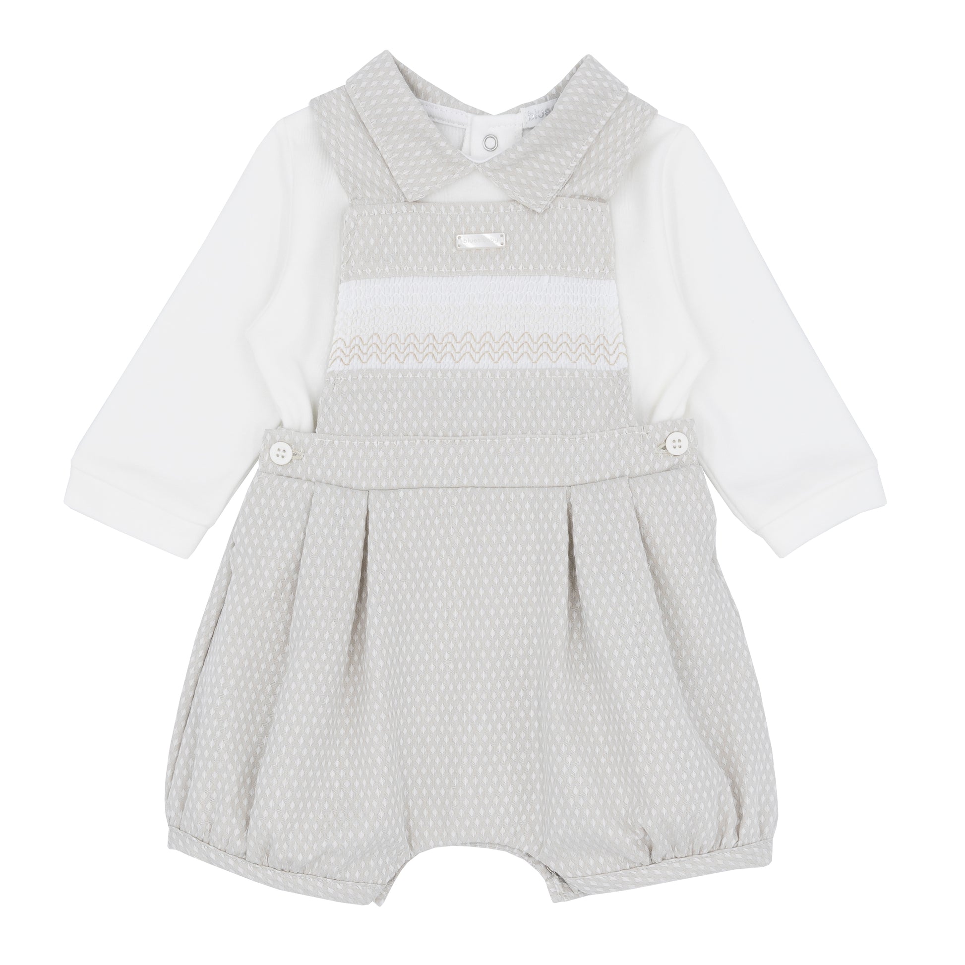 Blues Baby Boys Beuamont Beige Bloomer Dungaree Set