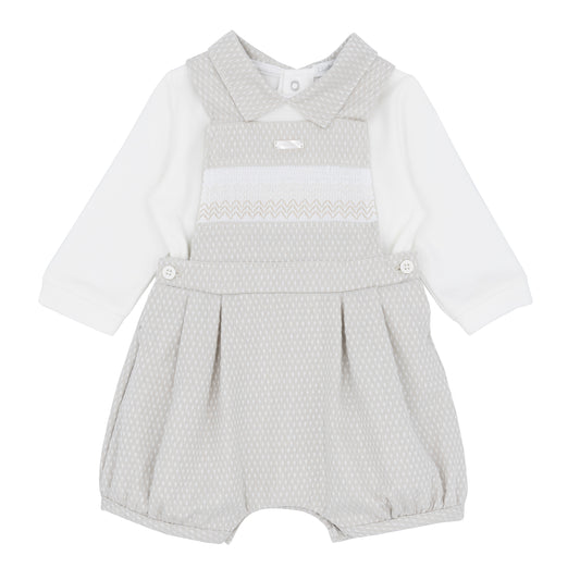 Blues Baby Boys Beuamont Beige Bloomer Dungaree Set