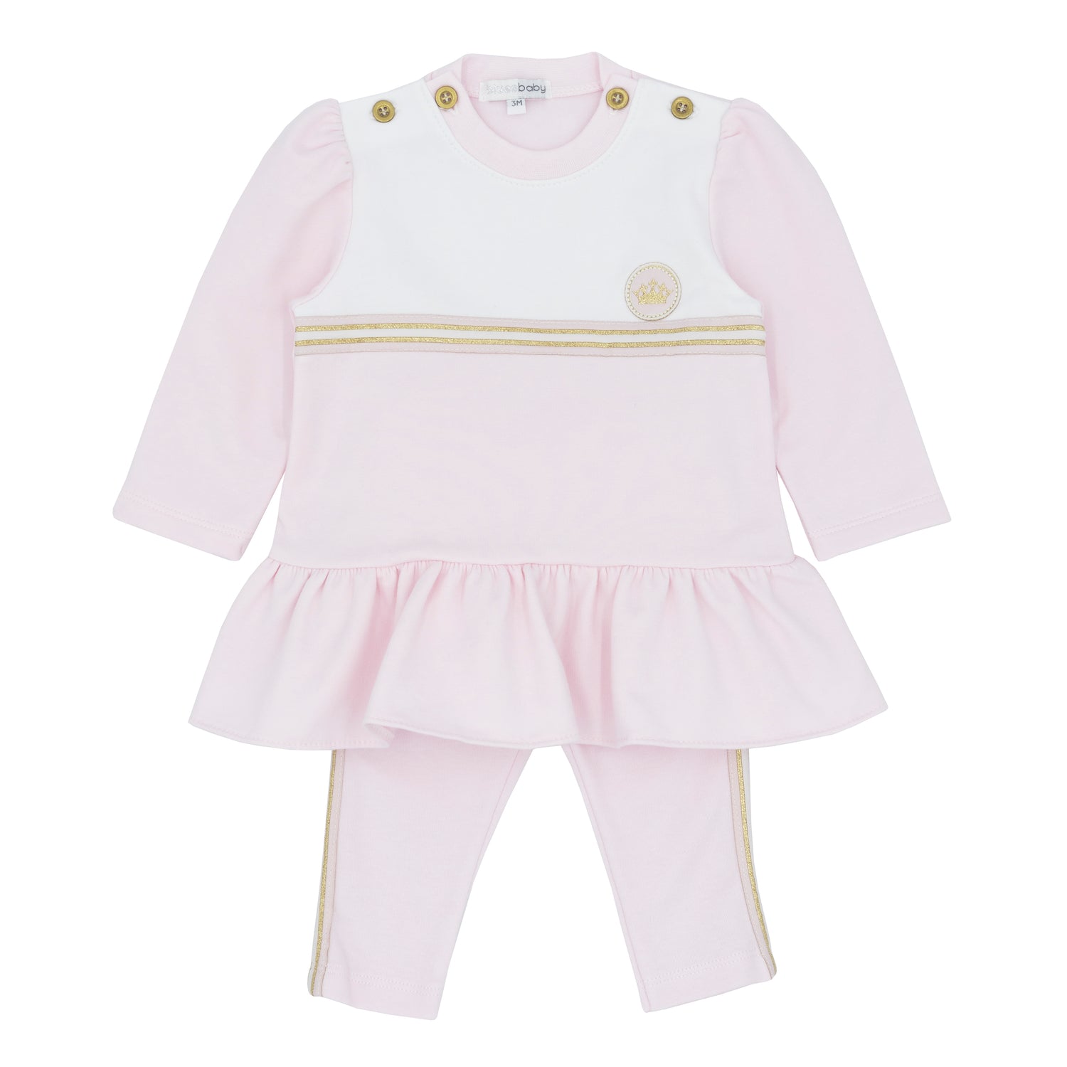 Rosafarbene Mädchen-Tunika mit Rüschenbund und Leggings-Set