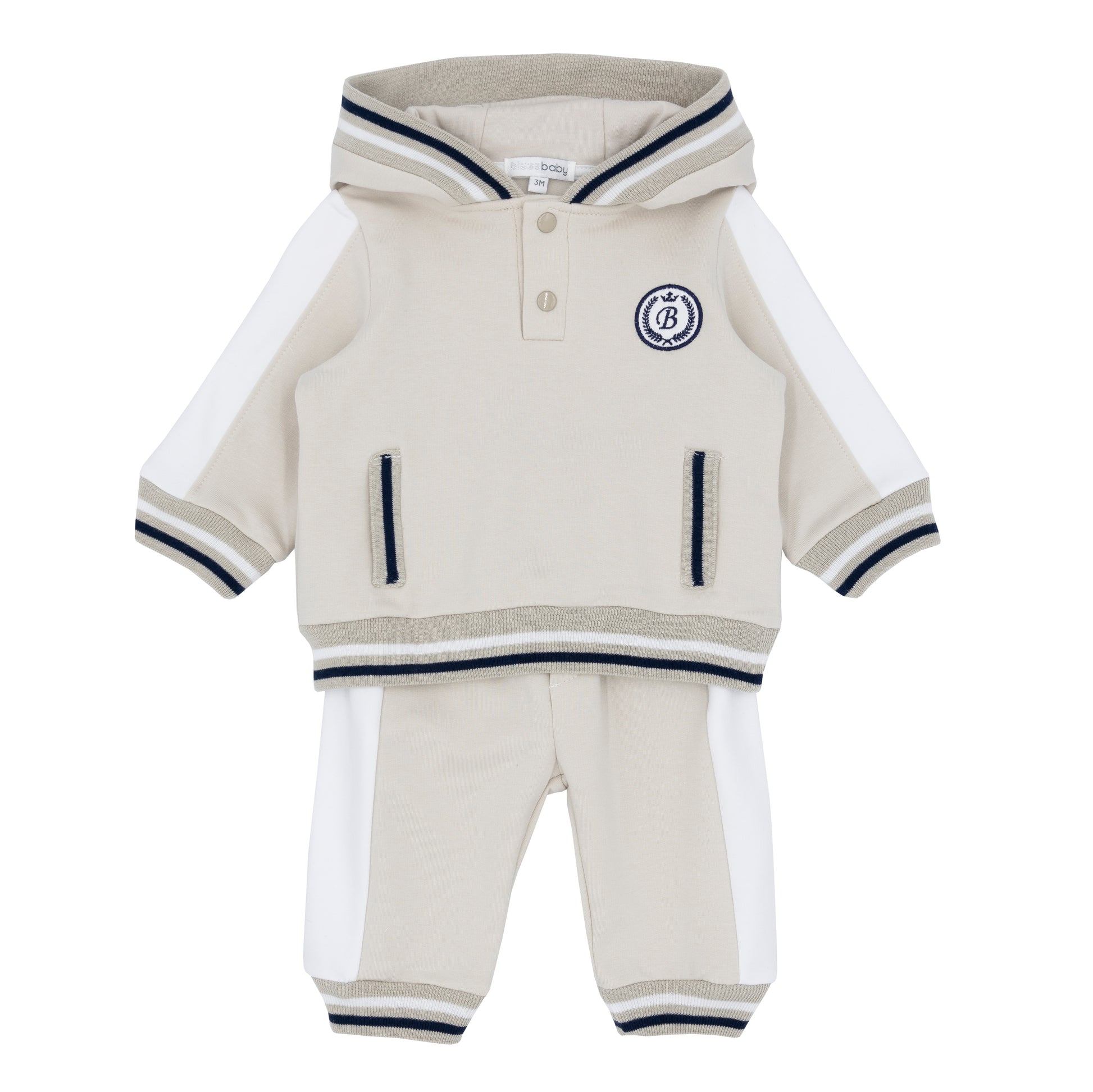 Blues Baby Boys Brussels Beige Hooded Jogging Set