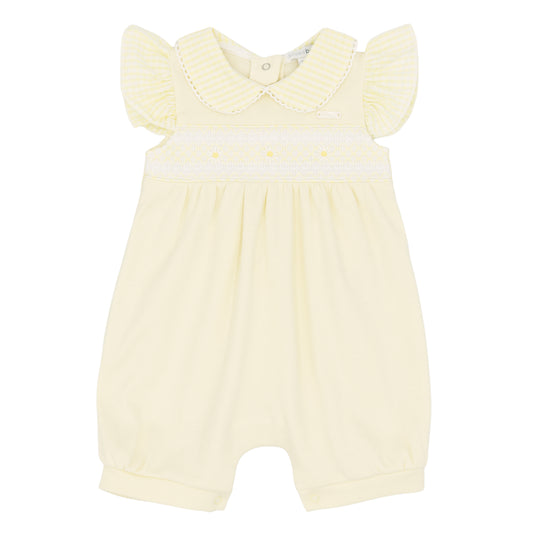 Girls lemon romper smocked styling