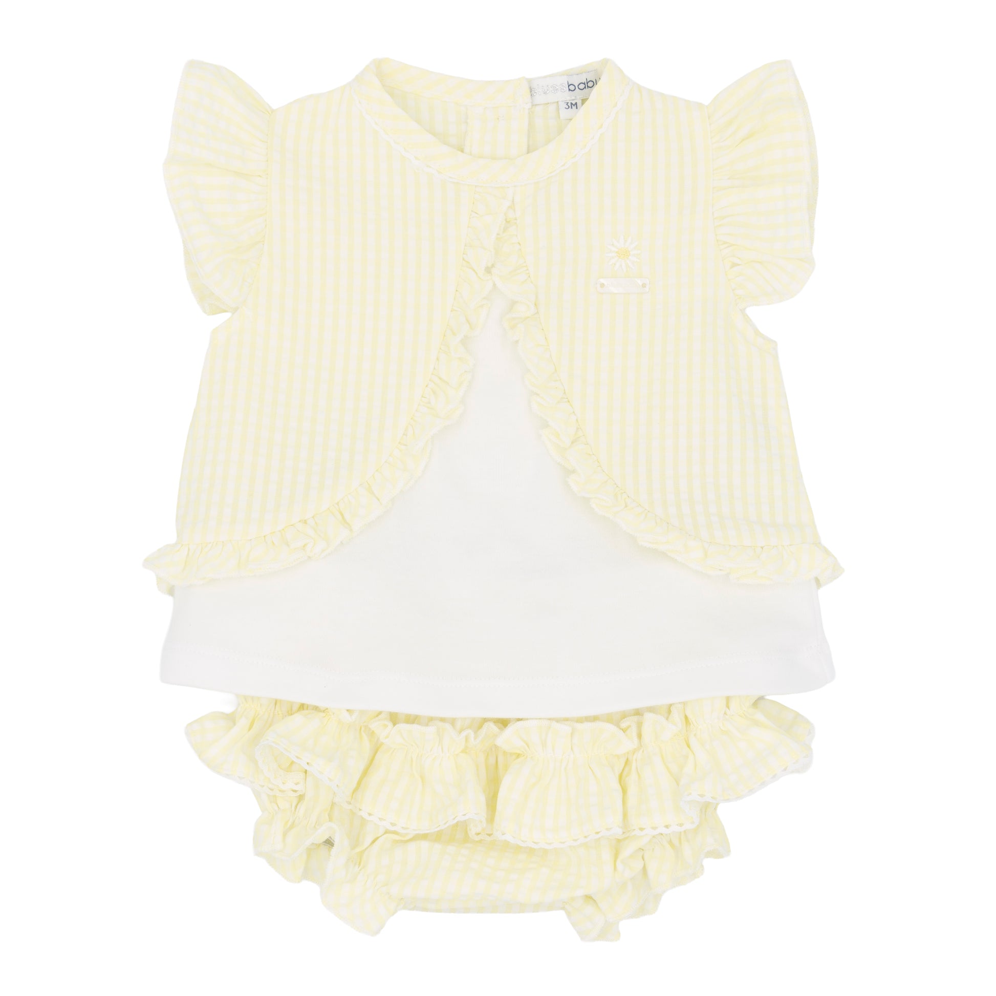 Girls twin set, lemon bloomer shirt and cardigan