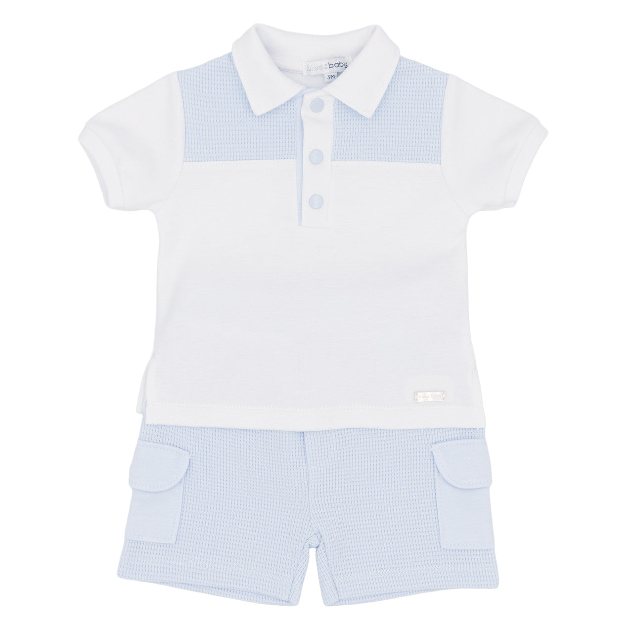 Baby romper with checkered design on a white background