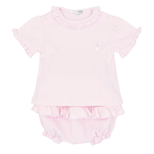 Girls Pink T shirt and bloomers