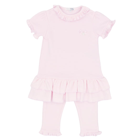 Girls pink frill leggings set