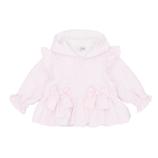 Girls pink bow and frill summer jacket